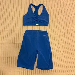WHITNEY SIMMONS x GYMSHARK | OPTIMIST BLUE SPORTS BRA + CYCLING SHORTS | SIZE S